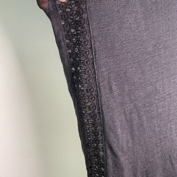 EKYOG 100% Linen Swim Coverup Mini Drop Waist Dress Black Crochet Size S - Picture 7 of 10